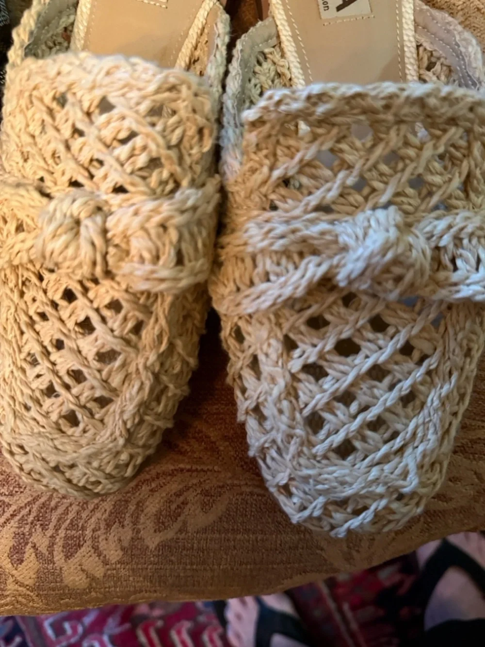 MIA Cream Crochet Slip-On Mules with Knot Detail - Picture 6 of 9